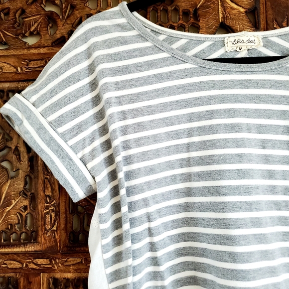 Anthropologie Tops - Anthropologie Striped Tee w/ Lace Back